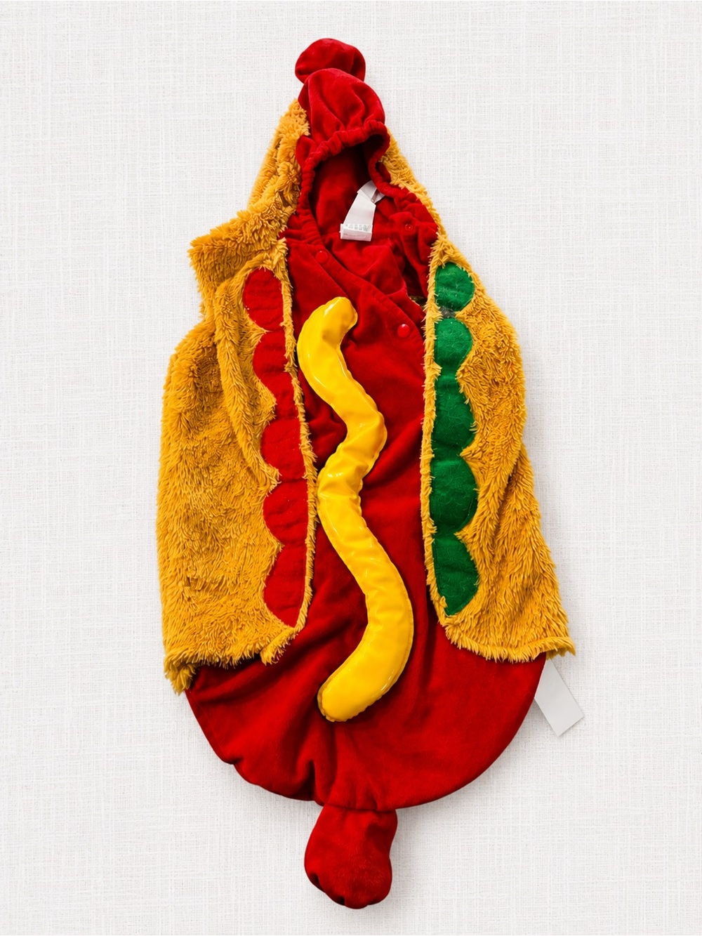 Hot Dog Kids Costume - Red & Yellow Plush Hoodie